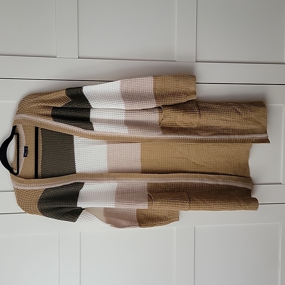 ❄️3/$25 Color Block Long Sweater Duster - Picture 1 of 5
